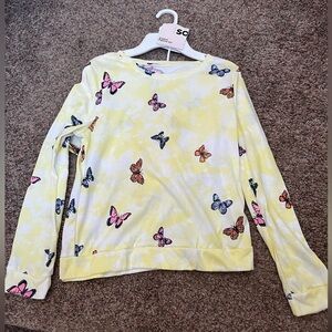 NWT - So 2-Piece Pajama Set - Yellow Tie-Dye with Butterflies - Girl's XL